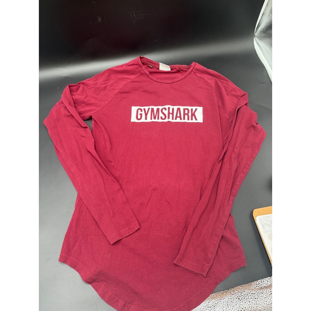 Gymshark Womens Long Sleeve Block Logo Training Top Burgundy XL